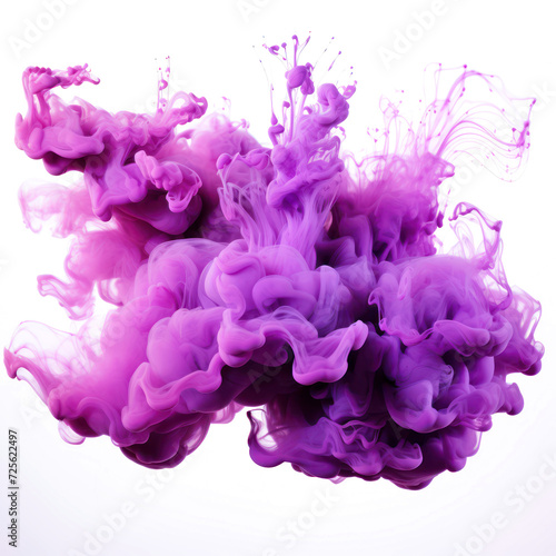 Abstract violet ink smoke, purple cloud on transparent png.