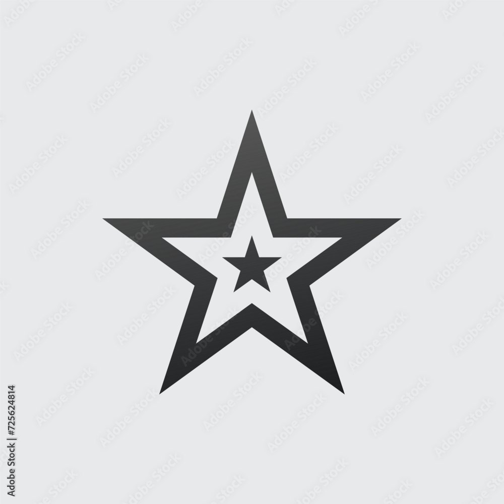 Star Logo or icon with small star inside. Minimal star shape. Stock vector illustration isolated on white background. Star Logo or icon with small star inside. Minimal star shape. Stock vector illustration isolated on white background.