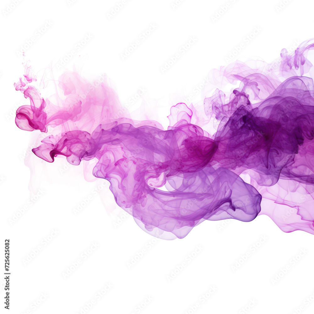 Abstract  violet ink smoke, purple cloud on transparent png.