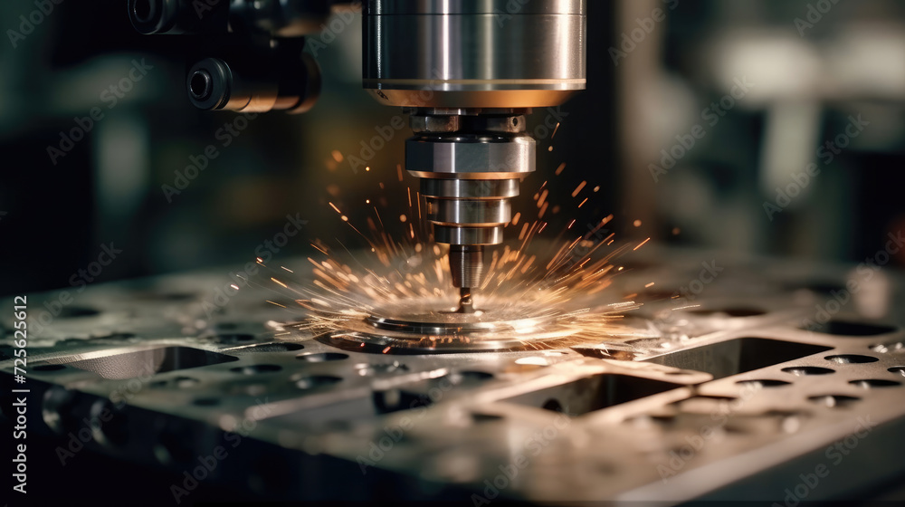 CNC milling machine is cutting metal CNC milling machine is cutting metal