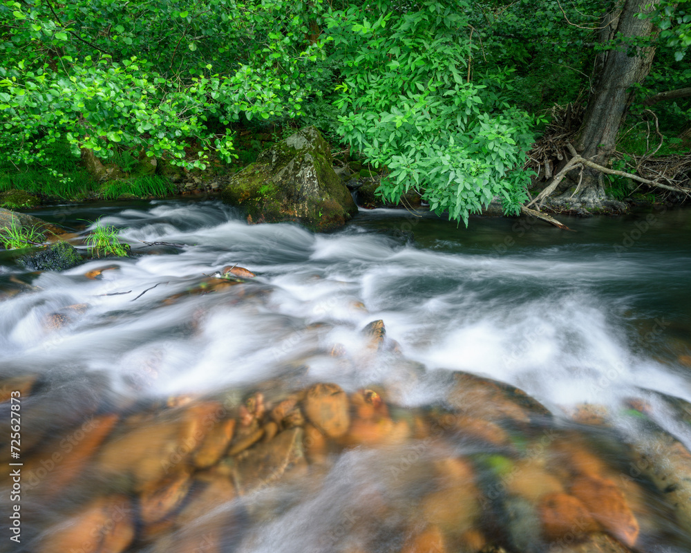Reddish rock bowls under the crystal clear water of a mountain river Reddish rock bowls under the crystal clear water of a mountain river