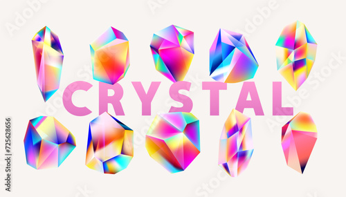 Abstract colorful background of gradient vector crystals.