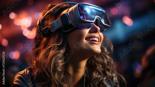 VR glasses. People wearing glasses of virtual reality. The concept of modern technologies