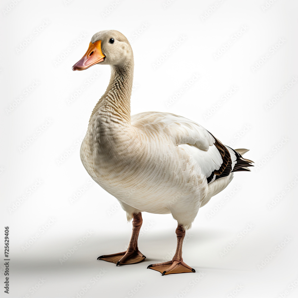 Whole body of white goose swan isolated on white background Whole body of white goose swan isolated on white background