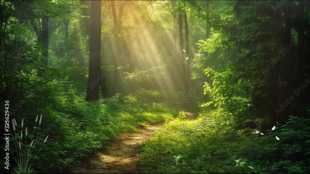 Pathways of Serenity.Forest with Sunlight, Mist, and Animated Butterflies - 4K Motion Graphic Looping Video Background, Wallpaper, and Backdrop Pathways of Serenity.Forest with Sunlight, Mist, and Animated Butterflies - 4K Motion Graphic Looping Video Background, Wallpaper, and Backdrop
