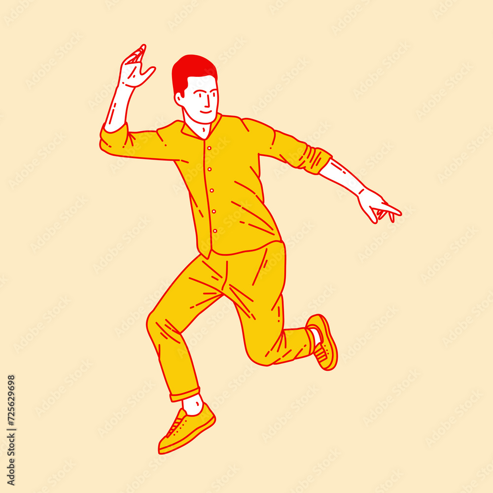 Simple cartoon illustration of people jumping 6