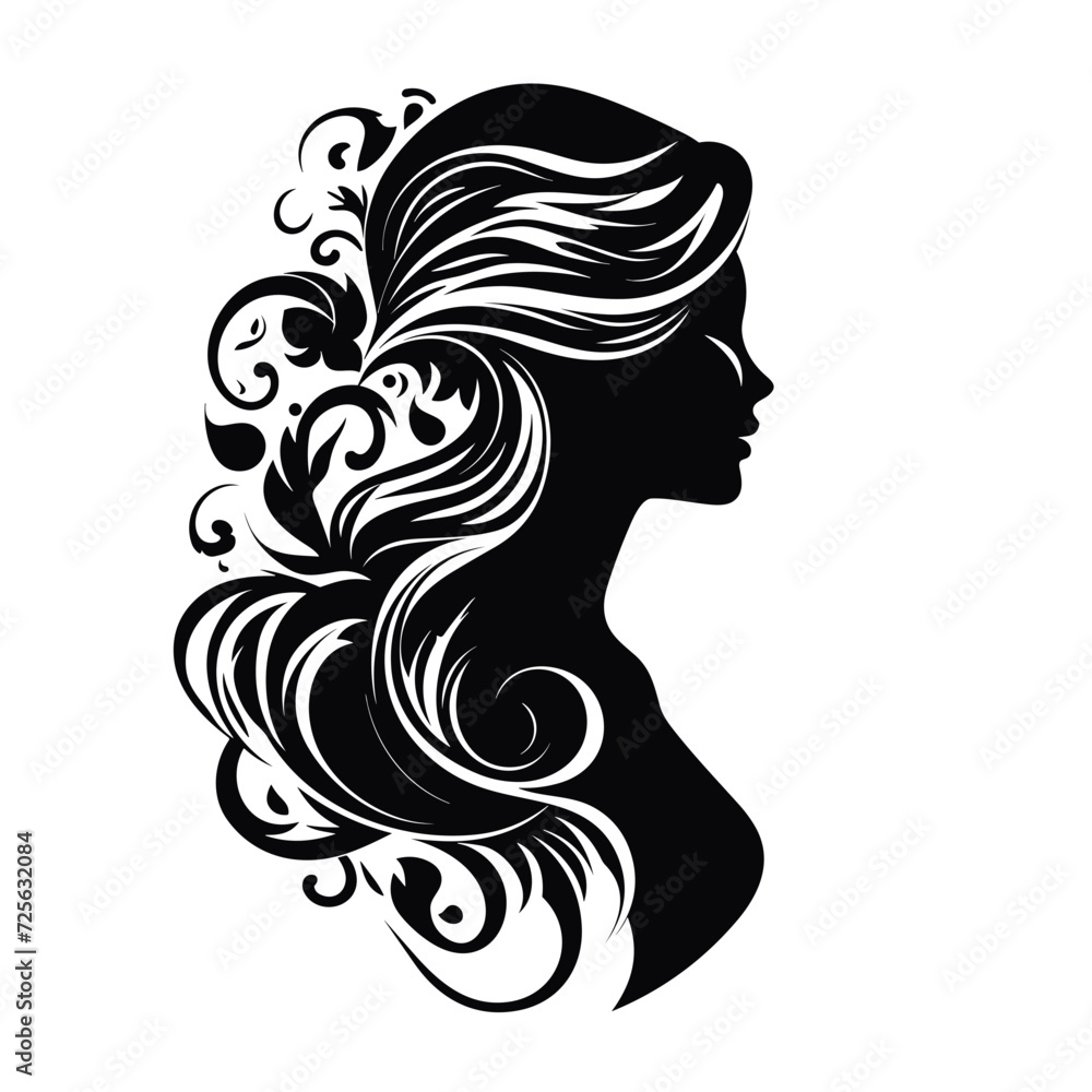 silhouette of a girl with hair vector isolated logo silhouette best for your t-shirt silhouette of a girl with hair vector isolated logo silhouette best for your t-shirt