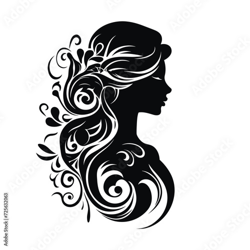 woman girl beauty with long hair vector isolated logo silhouette best for your t-shirt