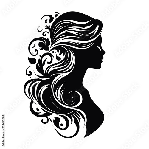 silhouette of a girl with hair vector isolated logo silhouette best for your t-shirt