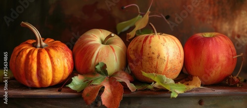Apples and a pumpkin in a timeless composition.