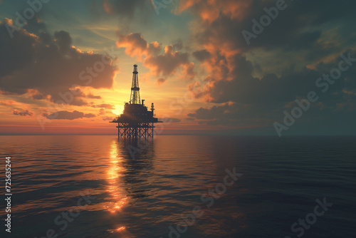 offshore oil platform at sunset stock clip 3070821
