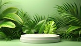 podium tropical leaves. Product podium scene design to showcase your product