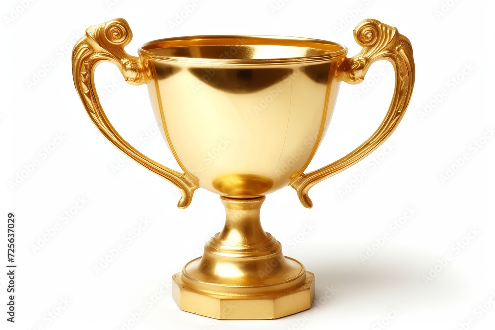 Golden trophy cup isolated on white background for achievement concept and recognition awards Golden trophy cup isolated on white background for achievement concept and recognition awards