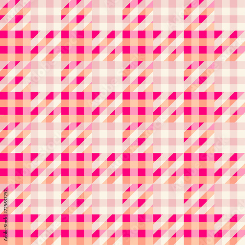 Abstract seamless pattern. Textile diagonal pink hounds-tooth plaid vector pattern.