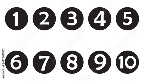 Number digit icon vector set. Simple round numbers symbol set. Black isolated font in vector flat. Vector illustration. EPS file 7.