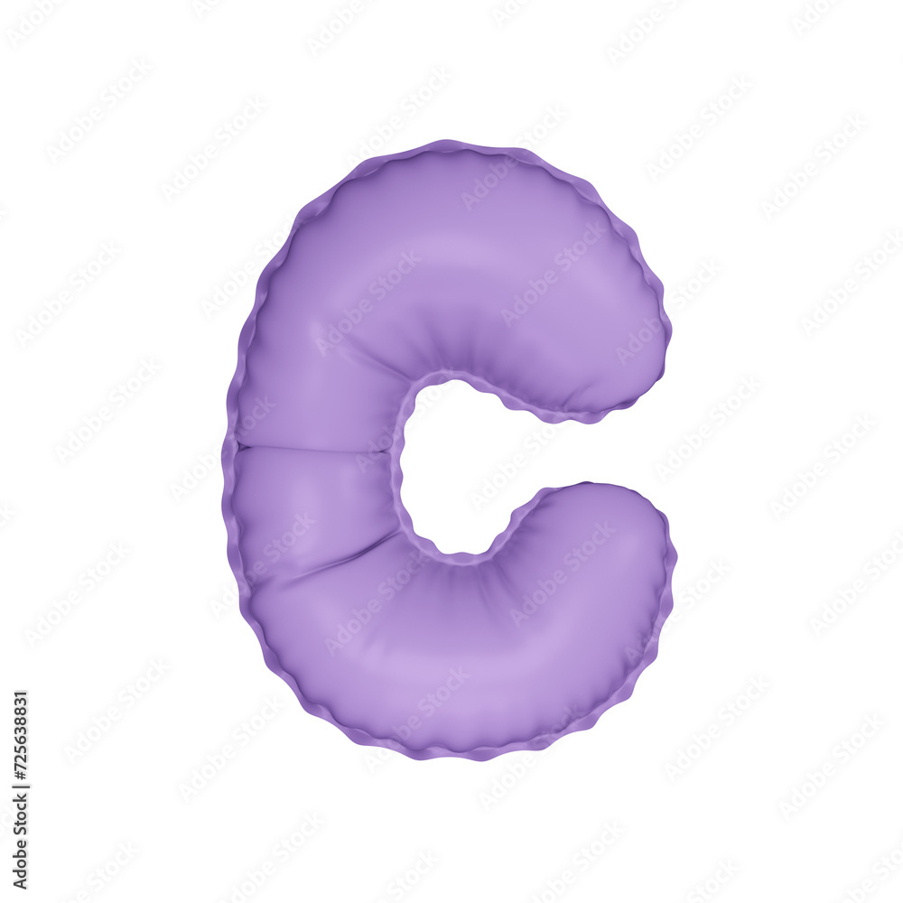 3D pastel lavender color helium balloon letter C 3D pastel lavender color helium balloon letter C