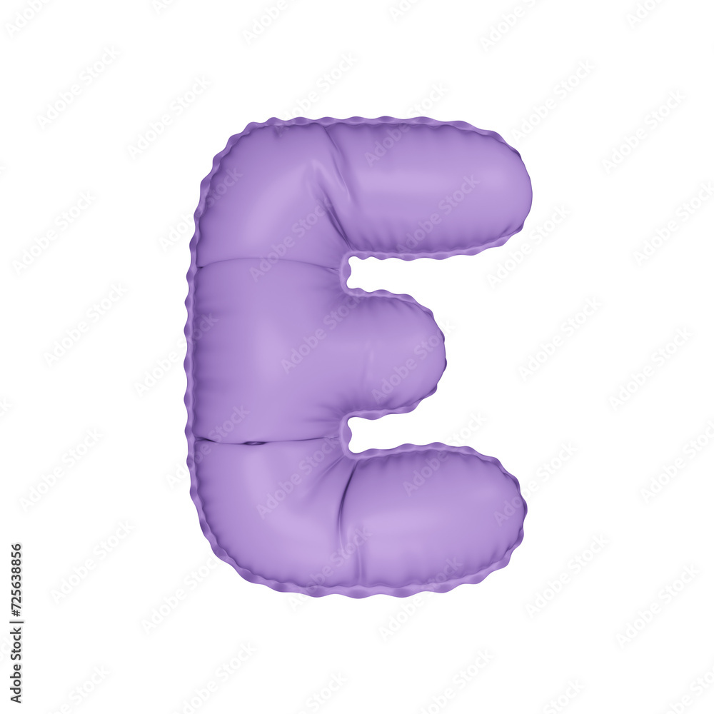 3D pastel lavender color helium balloon letter E 3D pastel lavender color helium balloon letter E