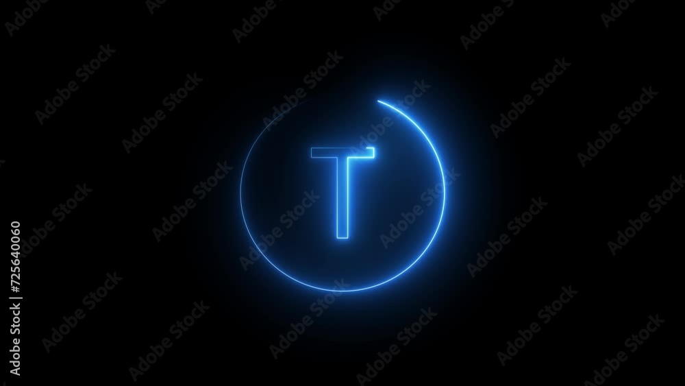 Animation of neon sign alphabet glowing with pink and blue light and black background. Animation of neon sign alphabet glowing with pink and blue light and black background.