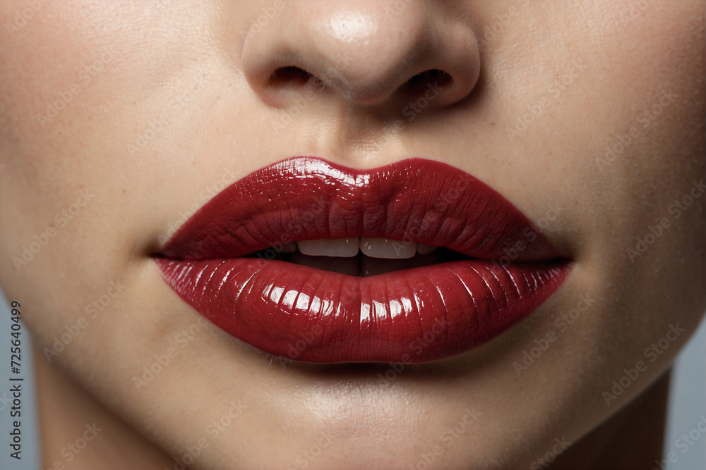 Obraz premium Bright lips with red lipstick: Be irresistible!
