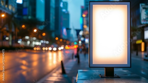 Generative AI : Blank city format banner pylon on the sidewalk mockup. Billboard in the city center mock up. 