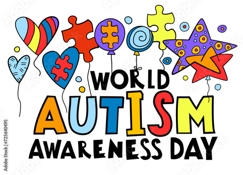 Autism awareness day. Autistic spectrum disorder landscape poster.