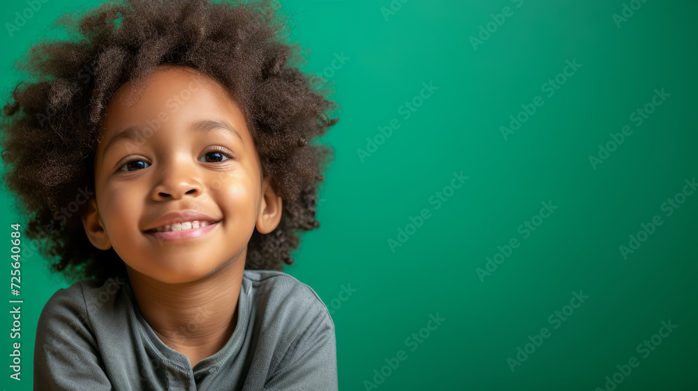 Portrait of a cheerful boy on a dark green background. Portrait of a cheerful boy on a dark green background.