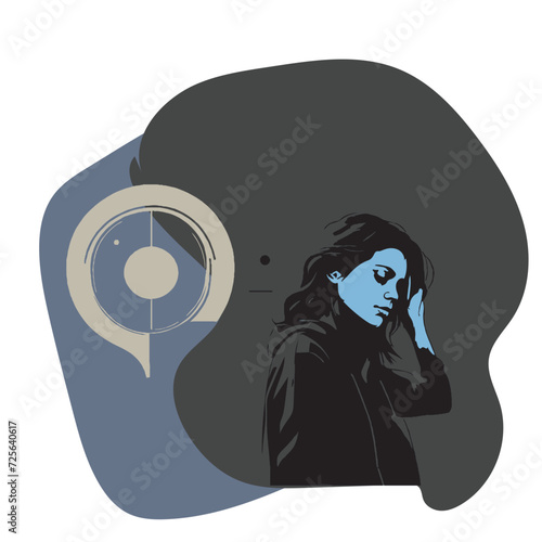 Conceptual illustration of depression, Persistent feelings of sadness, hopelessness, and a lack of interest in activities.