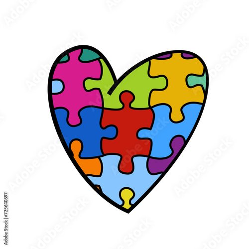 Autism logo in a bold whimsical style. Human mind and experience diversity concept.