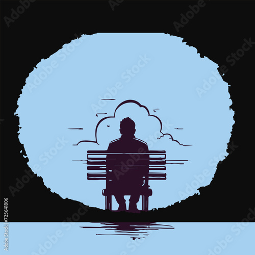 Conceptual illustration of depression, Persistent feelings of sadness, hopelessness, and a lack of interest in activities.