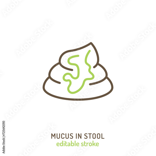 Mucus in human stool. Linear icon, pictogram, symbol.