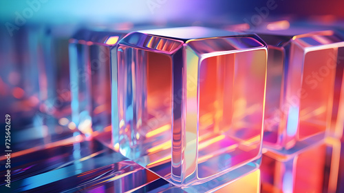 Colorful Translucent Cubical Design Pattern Wallpaper,, Colorful 3D glass object abstract wallpaper background Pro Photo