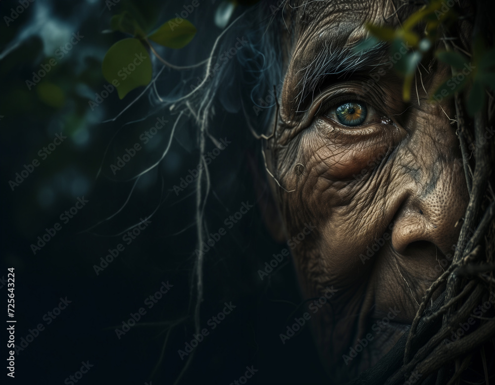 an old witch in a dark forest an old witch in a dark forest