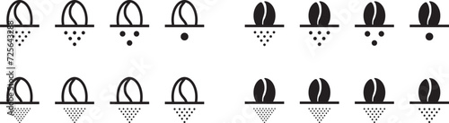 Coffee grain grind Size Grinding icon , Vector illustration