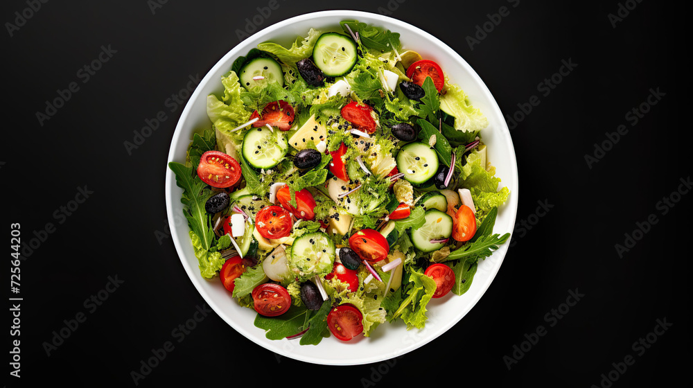 Salad isolated on black background Salad isolated on black background