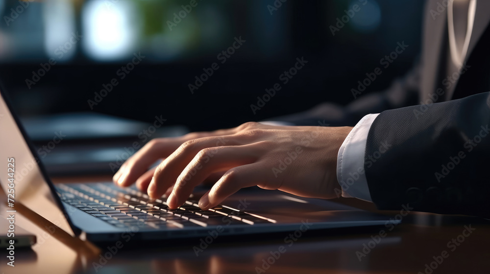 A businessman working on a laptop computer in a modern office A businessman working on a laptop computer in a modern office
