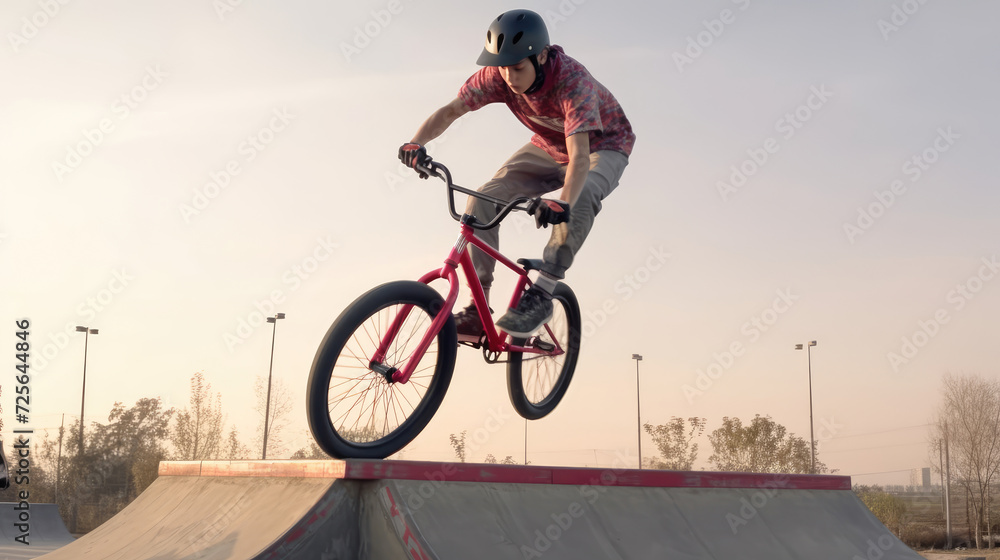 Teenage bmx BMX rider in action at skatepark Teenage bmx BMX rider in action at skatepark