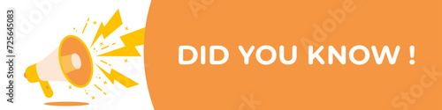 Did you know banner with megaphone. Attention speech bubble. Vector illustration.