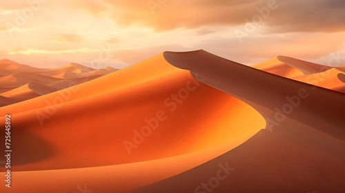 Sand dunes in the Sahara desert at sunset. 3d render