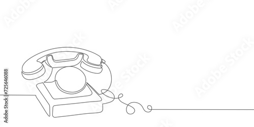 Retro telephone continous line art vector illustration