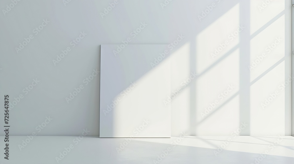 Generative AI : empty white room with blank canvas poster mockup Generative AI : empty white room with blank canvas poster mockup