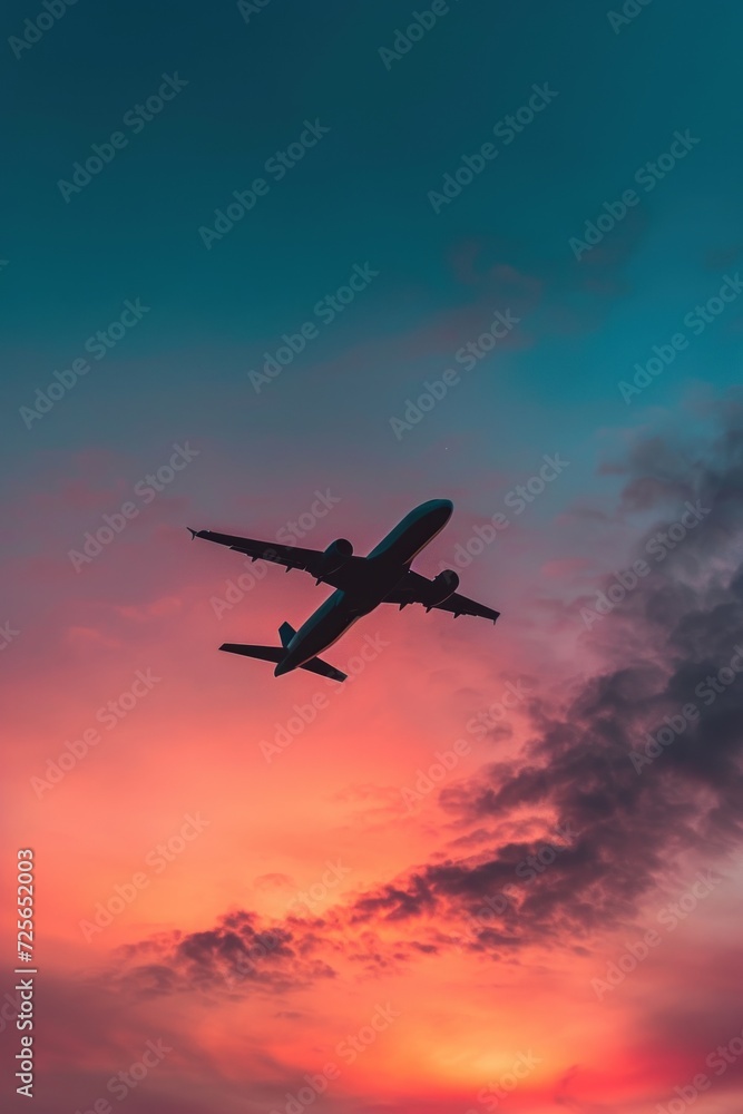 plane in the dusk sky