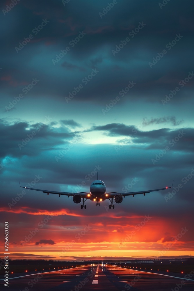 plane in the dusk sky plane in the dusk sky
