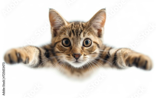 A jumping cat isolated on white background.