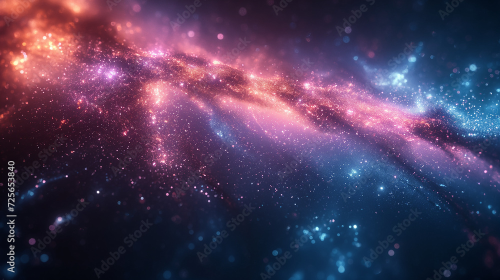 Cosmic Graphic Background with the Milky Way and Star Clusters, Conjuring a Spectacular Celestial Landscape of Galactic Splendor and Stellar Gatherings