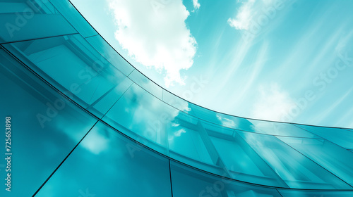 Ultramodern Facade of Sustainable Smart Building. Architecture Fashion, Minimal Design, Transparent Solar Panels. Business Center, Public Venue, Museum, Congress Hall. Success, Innovation, Inspiration