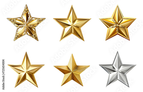 Gold and silver five-pointed stars