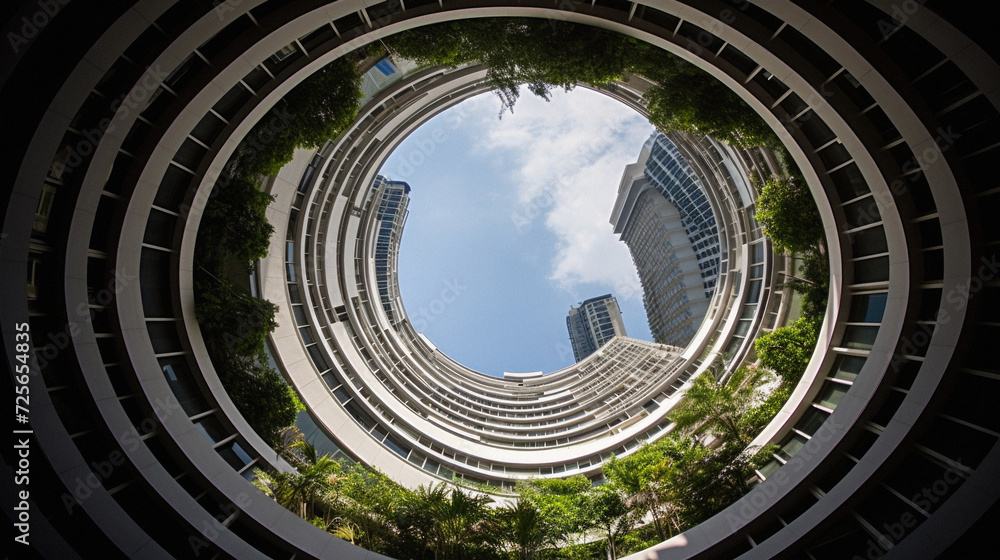 Looking up at the modern buildings in Hong Kong, China. Hong Kong is a popular tourist destination . Looking up at the modern buildings in Hong Kong, China. Hong Kong is a popular tourist destination .