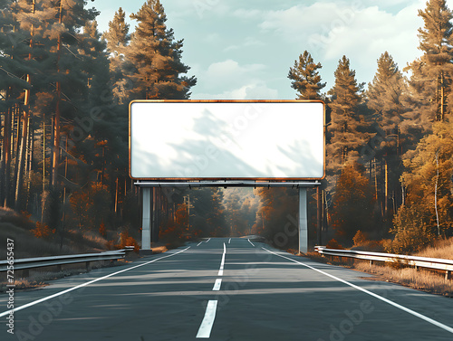 Wallpaper Mural A blank billboard mockup on a road in the middle of a forest in spring, a nature-themed billboard mockup, illuminated by sunlight. Created with Generative AI. Torontodigital.ca