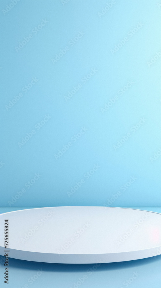White podium on blue background. Mock up . White podium on blue background. Mock up .