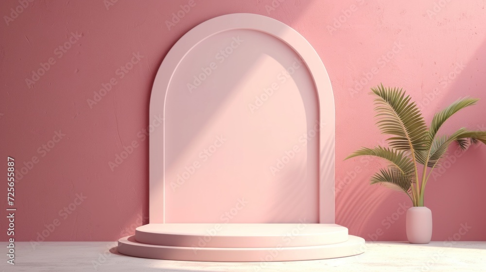 Display podium design for mock up and product presentation pink color scene Display podium design for mock up and product presentation pink color scene